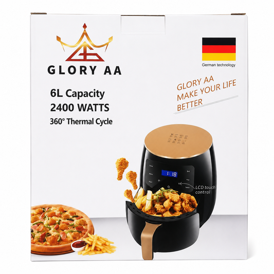 Glory AA 6L 2400W Digital Air Fryer with LCD Touch Control and 360° Air fryer