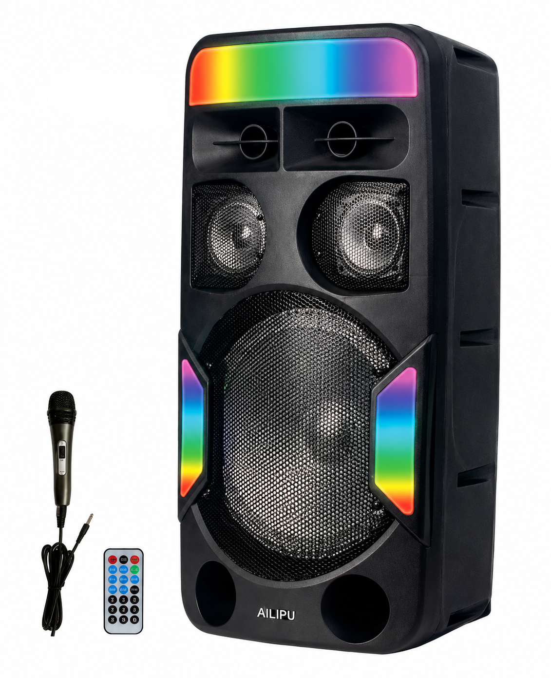 AILIPU 40W Rechargeable 10-Inch Party Speaker with MP3, FM, Microphone and Guitar Inputs – SP-3110D