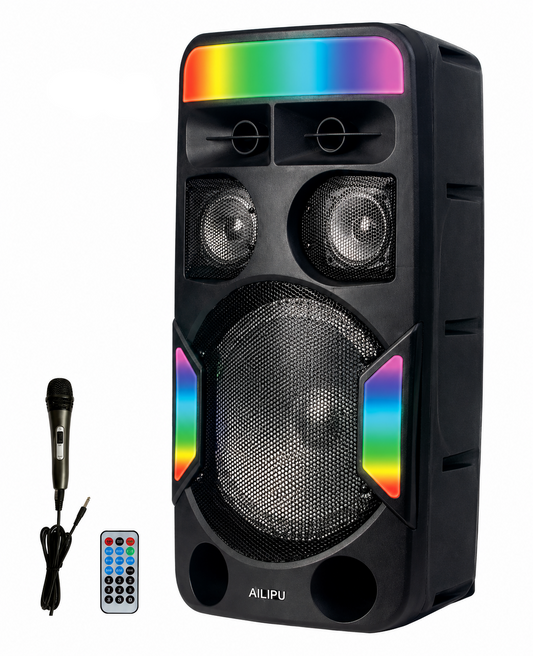 AILIPU 40W Rechargeable 10-Inch Party Speaker with MP3, FM, Microphone and Guitar Inputs – SP-3110D