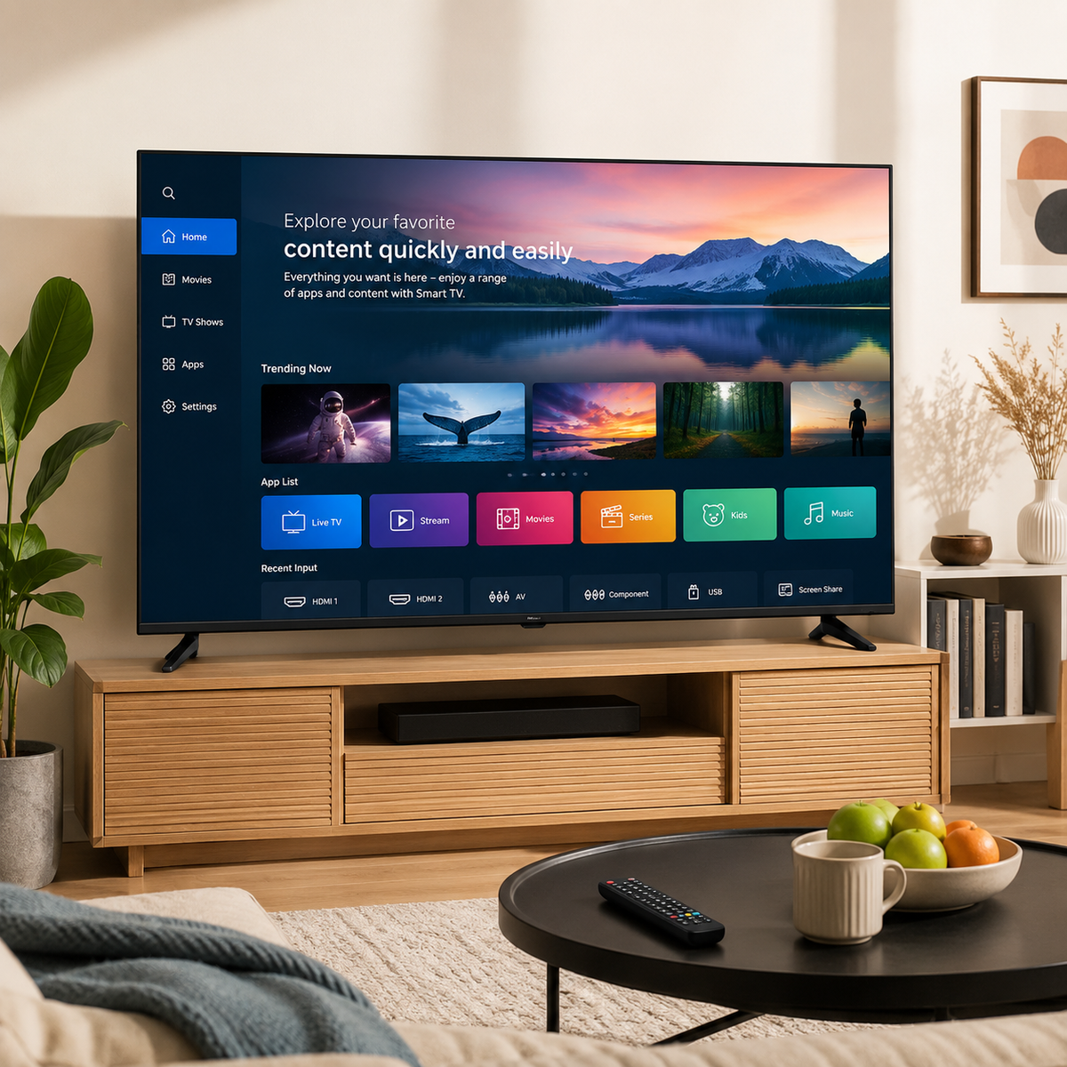 AILIPU Smart TV with Bluetooth, Frameless Design