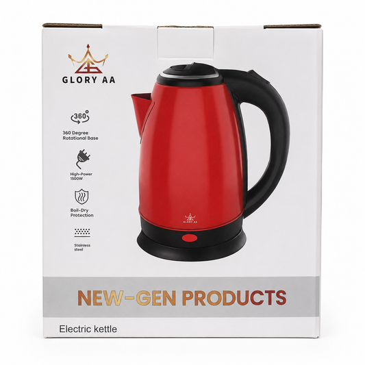 Glory AA 1500W Electric Kettle with 360° Rotational Base and Boil-Dry Protection