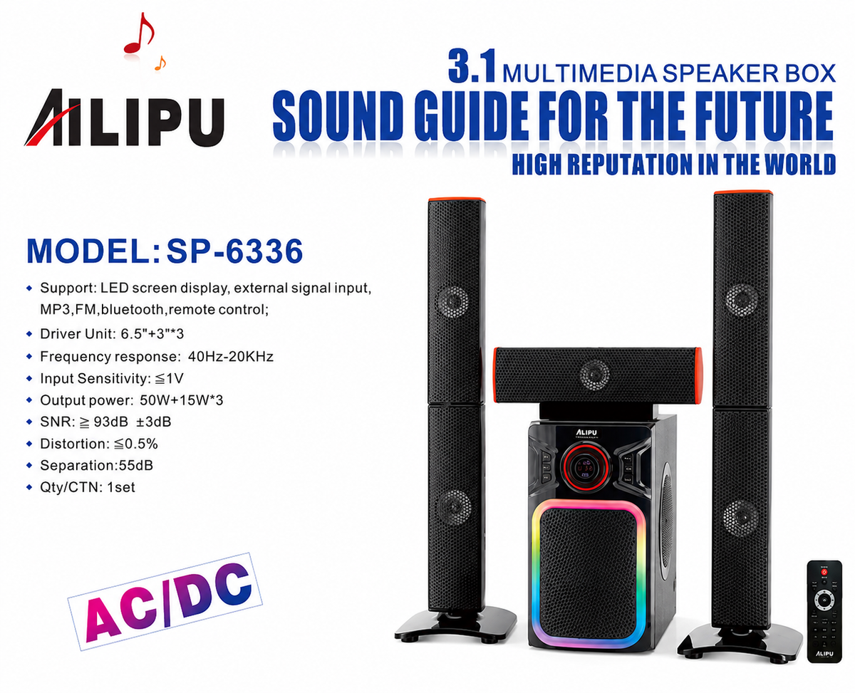 AILIPU 3.1 Channel Bluetooth Multimedia Speaker System with AC/DC Support – SP-6336