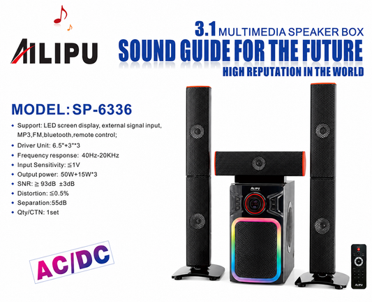 AILIPU 3.1 Channel Bluetooth Multimedia Speaker System with AC/DC Support – SP-6336