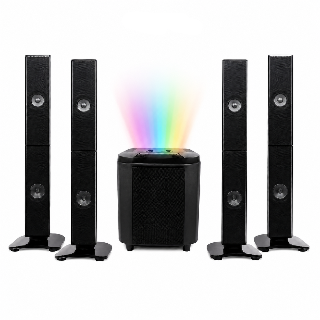 AILIPU 5-Piece Home Theater Speaker System with Multicolour Party Light – SP-8401