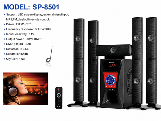 AILIPU 5.1 Channel Bluetooth Home Theater Speaker System with FM, MP3 and Remote – SP-8501