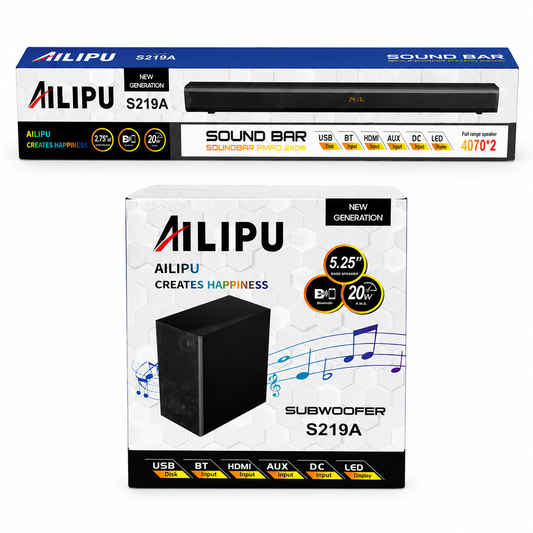 AILIPU 219A 5.25-Inch Subwoofer and Soundbar with Bluetooth, HDMI, USB and AUX